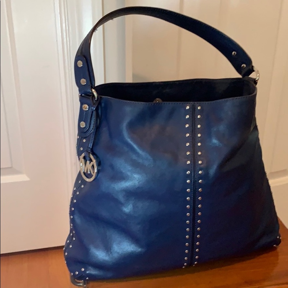 Michael Kors Leather Riveted Handbag in dark blue